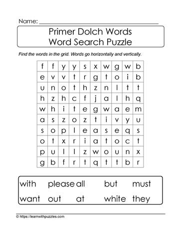 Primer Dolch Word Search Dolch Sight Word List, Sight Word List, Kinder Worksheets, Space Words, Dolch Words, Problem Solving Strategies, Thanksgiving Words, Teacher Toolkit, Nouns Worksheet