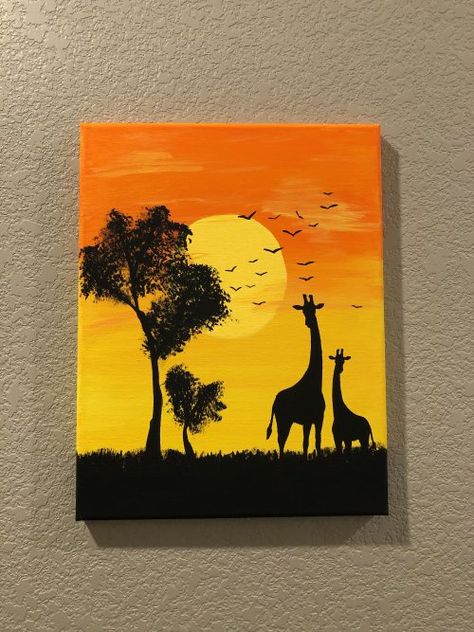 DIY Painting Plywood Painting Art, Painting Class Ideas, Beginner Acrylic Painting Ideas, Forest Animal Painting, Plywood Painting, Class Painting, Africa Painting, Canvas Art Painting Abstract, Beach Art Painting