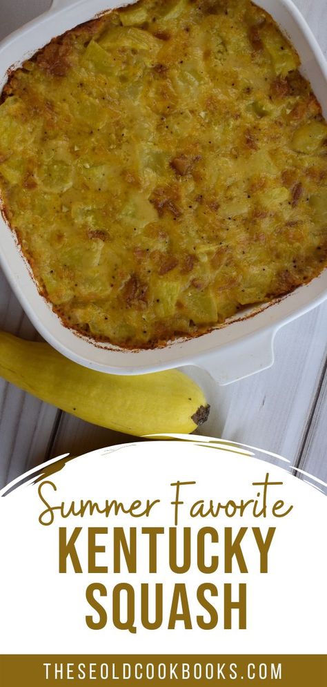 Our garden always produces so much yellow (summer) squash and we are always looking for good recipes and this old-fashion Kentucky Squash Casserole is one of our favorites. Made with a few simple ingredients, this casserole will be a hit with all. Squash Casserole For 2, Alabama Squash Casserole, Squash Potluck Dishes, Canned Yellow Squash Recipes, Squash And Potato Casserole, Recipes Using Yellow Squash, Recipe For Yellow Squash, Fresh Yellow Squash Recipes, Yellow Squash Recipes Baked