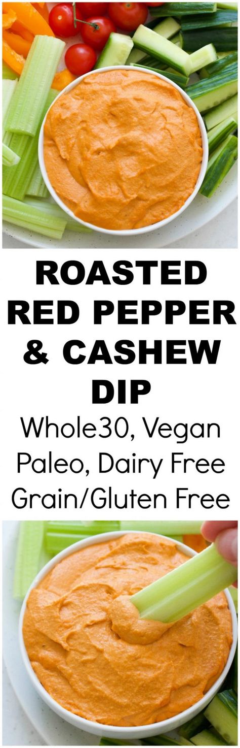 Roasted Red Pepper Dip (Whole30 - Vegan) | Every Last Bite Whole30 Vegan, Roasted Red Pepper Dip, Red Pepper Dip, Pepper Dip, Homemade Dips, Stuffed Pepper Dip, Specific Carbohydrate Diet, Veggie Dip, Roasted Red Pepper