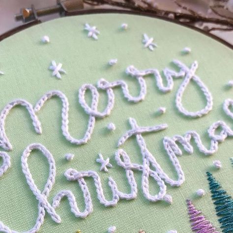 Kayleigh | Floss & Hoop 🇨🇦🌷 on Instagram: "Pick up this pattern to stitch up the yummy chain stitch letters and happy bright trees! Shop link is in my bio 🎄 #embroidery #modernembroidery #handembroidery #dmcembroidery #dmcfloss #handmade #fibreart #embroiderylove #embroideryart #stitchersofig #makersgonnamake #floralembroidery #needlecraft #embroideryhoopart #handsandhustle #damngoodstitch #homedecorideas #shopart #craftsposure #embroidersofinstagram #contemporaryembroidery #embroiderywork # Chain Stitch Letters, Stitch Letters, Contemporary Embroidery, Hand Embroidery Flowers, Modern Embroidery, Embroidery Hoop Art, Christmas Cross, Christmas Cross Stitch, Chain Stitch