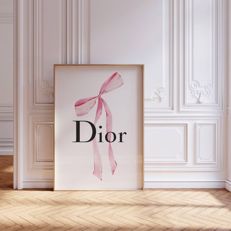 Room Decor Coquette, Coquette Blue, Watercolor Bow, Bow Wall, Designer Poster, Coquette Room Decor, Dior Aesthetic, Coquette Room, Bow Print