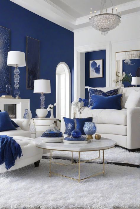 interior design, home decor, wall paint, living room design, home interior, kitchen design, paint color match Blue And Silver Living Room Ideas, Salon Paint Colors Ideas, Small Apartment Decor Ideas, Royal Blue Walls, Blue Walls Living Room, Coastal Palette, New House 2023, Silver Living Room, Small Apartment Decor