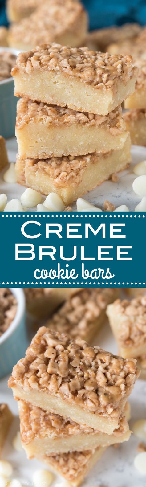 Creme Brulee Cookie Bars - this easy cookie bar recipe tastes like creme brulee in a bar cookie! 9 By 13 Desserts, Yummy Bars Recipes, Best Bar Cookie Recipes, Desert Bars Recipes, Best Bars Recipes, Bar Cookies Recipes Easy, Bar Cookies Recipes Best, Best Bar Recipes, Bar Recipes Dessert