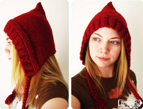 PosiTori: A Geek-Chic Craft Blog: Free Knit Pattern: Autumn Pixie Hood Free Knit Pattern, Big Cat Rescue, Hood Pattern, Knitting Hats, Hood Hat, Knitting Patterns Free Hats, Pixie Hat, Knit Hats, Knitted Hood