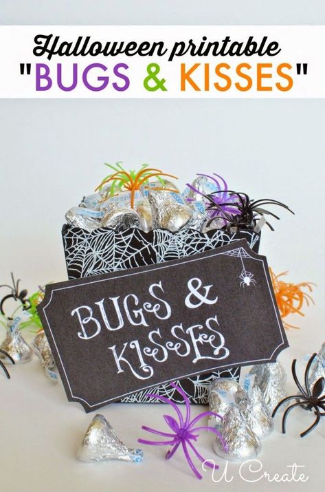 Bugs & Kisses Halloween Printable! Cute idea! Halloween Care Package Ideas, Bugs And Kisses, Spider Rings, Care Package Ideas, Halloween Classroom, Minute To Win It Games, Package Ideas, Halloween Goodies, Halloween Printable