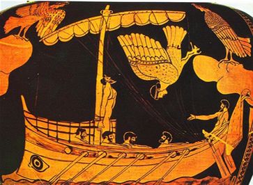 Odysseus tied to the mast, listening to the Sirens' call. Sirens Greek Mythology, Odysseus And The Sirens, Greece History, Greece Mythology, Ancient Greek Art, Greek Culture, Greek History, Greek Mythology Art, Les Chakras