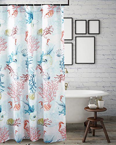 Barefoot Bungalow Sarasota Shower Curtain, One Size, Mult... https://www.amazon.ca/dp/B07DGX8CSX/ref=cm_sw_r_pi_dp_U_x_1SCjEbA02E1G4 Seashell Shower Curtain, Coastal Shower Curtain, Beach Shower Curtain, Square Bath, Beach Shower, Coral Fabric, Bath Set, Shower Liner, Shower Curtain Hooks