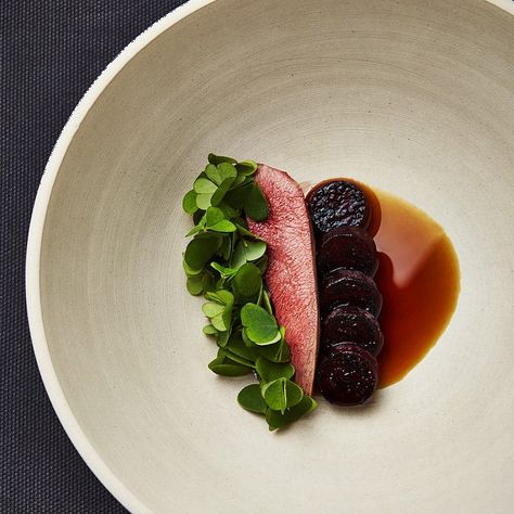 Wood pigeon, wood sorrel and beets. Restaurant AOC Michelin Star Food Plating, Gastronomic Food, Food Plating Techniques, Michelin Star Food, Gourmet Food Plating, Wood Pigeon, Wood Sorrel, Art Of Plating, Plating Ideas