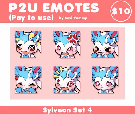 P2U Shiny Sylveon Emotes by SeviYummy on DeviantArt Emote Expressions, Pokemon Emotes, Shiny Sylveon, Server Ideas, Eevee Evolution, Chibi Emotes, Emotes Twitch, Panda Lindo, Kawaii Boy