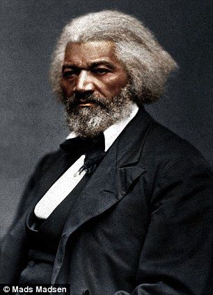 Frederick Douglas portrait colorized. At birth subjected to slavery in the south. When his master found out his daughter was teaching him to read & write at a young age the master was furious. At a young age Douglass escaped to New York where he began his campaign for freedom of all African descendents. Douglass proclaimed "Christian" southern slave owners were the worst. Using "falsely" the Bible as their justification for mistreatment and ownership of African slaves. Colorized History, Colorized Historical Photos, John Brown, Isaac Newton, Frederick Douglass, The Orator, Declaration Of Independence, Black And White Portraits, African American History