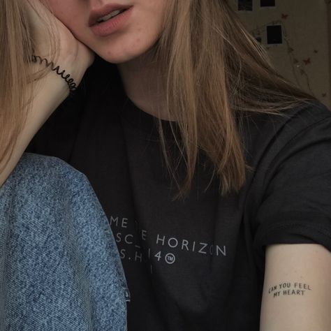 bring me the horizon tattoo Can You Feel My Heart Tattoo, Can U Feel My Heart, Bmth Tattoo, My Heart Tattoo, Tattoos Ideas, Heart Tattoo, My Heart, How Are You Feeling, T Shirts For Women