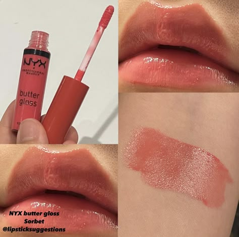 Nyx Lip Gloss Swatches, Nyc Butter Gloss Swatches, Nyx Butter Gloss Sorbet, Nyx Butter Gloss Fair Skin, Nyx Butter Gloss Swatches Light Skin, Nyx Butter Gloss Bit Of Honey, Nyc Butter Gloss, Good Lip Glosses, Nyx Butter Gloss Swatches