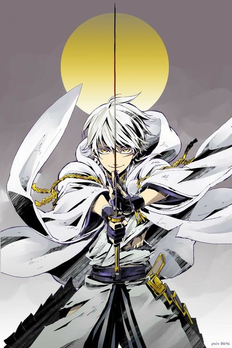 Spirit Swordsman, White Haired Swordsman, Swordsman Character Design, Anime Swordsman Oc, Swordsman Oc, Anime Swordsman, Tsurumaru Kuninaga, Poses Manga, Narita