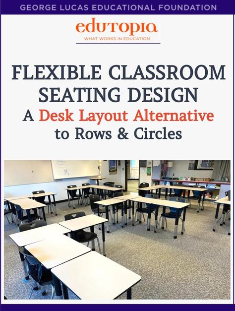 Arranging desks in L-shaped groups has advantages for both the students and the teacher. L Shaped Classroom Layout, Desk Configuration Classroom, Classroom Configurations Student Desks, Group Seating Arrangements Classroom, High School Seating Arrangements Desks, 21st Century Classroom Layout, Classroom Organization Elementary Desk Arrangements, Kindergarten Desk Arrangement, Class Seating Arrangements