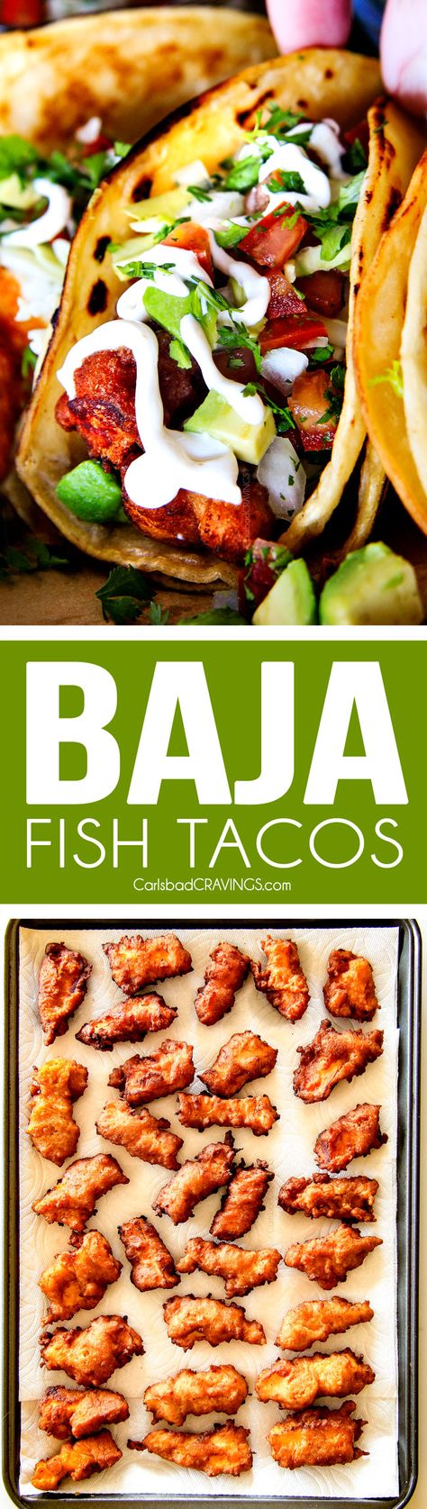 these Crispy fried Baja Fish Tacos are BETTER than any restaurant!!! I can't even believe how good these are and super easy with a one step batter. And don't skip the white sauce - its heavenly! Fish Taco Sauce, Baja Fish Tacos, Carlsbad Cravings, Fish Tacos Recipe, People Problems, Two Fish, White Sauce, Fish Tacos, Quesadillas