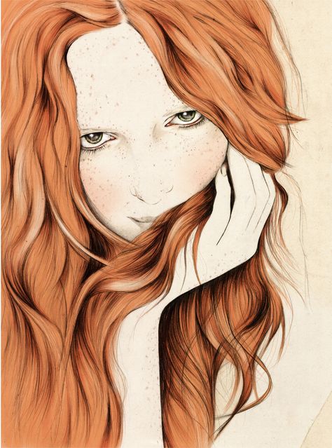 Alice Freckles Redhead Hair Kelly Thompson, Redhead Art, Long Red Hair, Arte Sketchbook, Long Red, Fashion Illustrations, Ginger Hair, How To Draw Hair, A Drawing