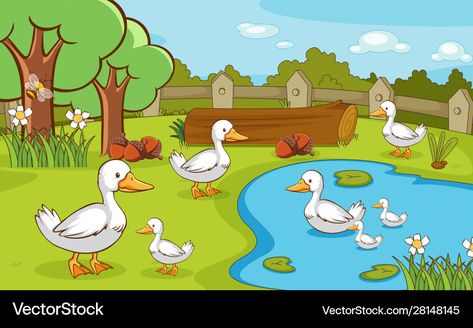 Duck In Pond, Pond Clipart, Ducks In Pond, Draw Waves, Duck Sketch, Pond Illustration, Pond Drawing, Raising Ducks, Wave Drawing