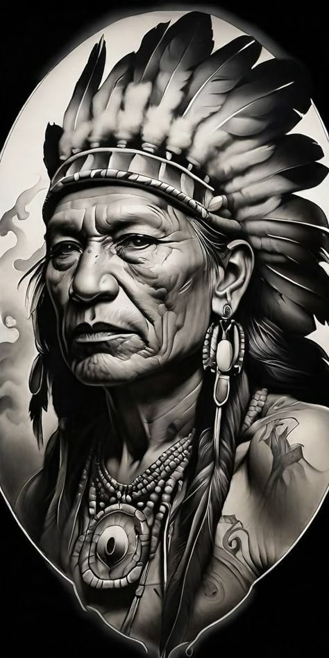 Indian Chief Headdress Tattoo, Indian Chief Head Tattoo, Indian Chief Tattoo Design, Indian Headdress Tattoo Design, Native Tattoo Design, Chief Tattoo Design, Native Indian Tattoo Design, Headdress Tattoo Design, Native American Indians Tattoo