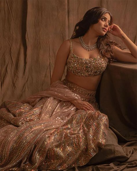 Janhvi Kapoor, Why So Stunning? Inside Rhea Kapoor\'s Wedding Guest-List Jahnavi Kapoor, Malavika Sharma, Jahnvi Kapoor, Sequin Lehenga, Rhea Kapoor, Indian Outfits Lehenga, Janhvi Kapoor, Traditional Indian Outfits, Bridal Dress Fashion