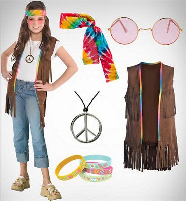 Hippy Diy Costume, Hippies Costumes, Hippy Costume Ideas, 60s Costume Diy, Sixties Costume Ideas, Hippy Costume Halloween, Hippie Diy Costume, Hippie Costume Ideas, Decades Day Spirit Week 70s Hippie