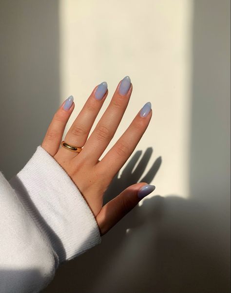 Sheer Blue Nails, Clear Blue Nails, 2022 Nails, Ideas Uñas, Spring Break Nails, Nail Goals, 2023 Nails, Broken Nails, Blue Polish