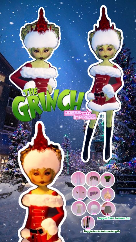 To make the grinch face combo I used the Melanie face, I then added the white face paint and turned it a shade lighter than my skin tone to cover the Melanie nose, I then added the nose, blush and eyes. #christmas #dresstoimpress #thegrinch #movie #character #dti #grinch The Grinch Face, Nose Blush, Grinch Drawing, Christmas Movie Characters, Grinch Characters, White Face Paint, Bloxburg Decals Codes Wallpaper, Grinch Face, Code Wallpaper