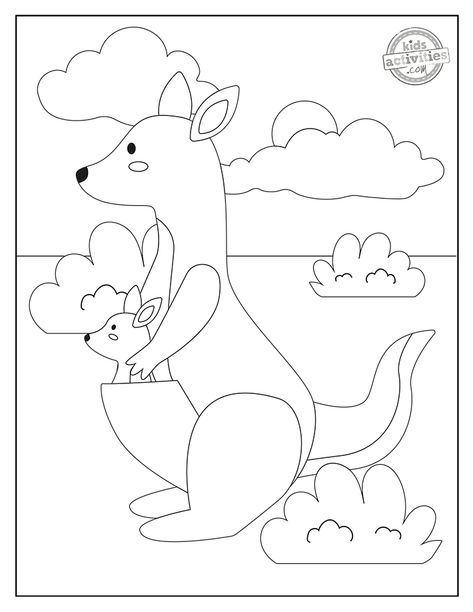 Kangaroo Template Free Printable, Australian Colouring Pages, Kangaroo Template, Simple Kangaroo Drawing, Kangaroo Coloring Page Free Printable, Free Coloring Pages, Coloring Sheets, Kangaroo, Fun Learning