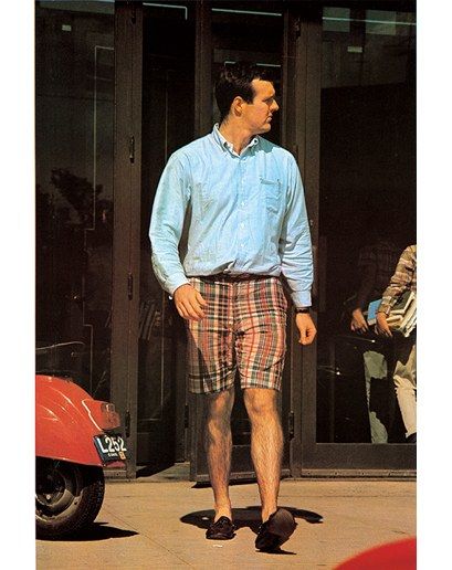 "Bermuda shorts—two variations. What can a man wear that is superior to the combination of an Oord button-down shirt and a pair of check, Indian Madras Bermuda shorts?" Take Ivy, Ivy Look, Preppy Mens Fashion, Preppy Men, Ivy League Style, Ivy Style, Prep Style, Men Fashion Casual Shirts, Mens Fashion Photography