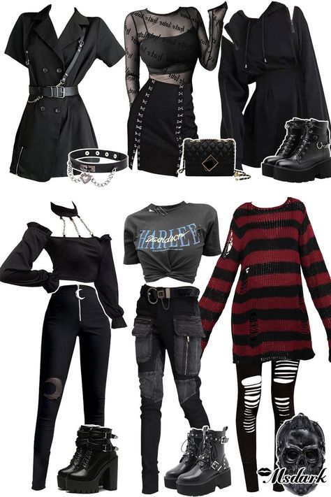 💣Refresh Your Style and Wardrobe💣 ♥Free Gift With Every Purchase♥ 🎁$5 OFF With Code: NEW5🎁 Emo Clothing Ideas, Egirl Style Outfits, Cute Emo Clothes, Goth Looks Outfits, Emo Baddie Outfits, Cute Egirl Outfits, Goth Style Outfits, Estilo Egirl, Punk Outfit Ideas