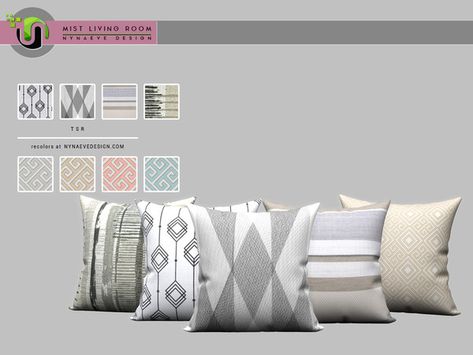 NynaeveDesign's Mist Throw Pillow Mod Living Room, Living Room Sims 4, Sims 4 Cc Furniture Living Rooms, Sims 4 Beds, Mod Furniture, Sims 4 Cc Kids Clothing, Sims Packs, Sims Free Play, Sims 4 Bedroom