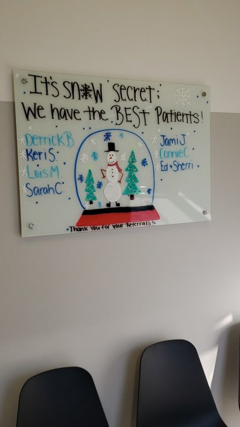 Winter Chiropractic Boards, Chiropractic Bulletin Board Ideas, Christmas Chiropractic Boards, Chiropractic Whiteboard Ideas, Referral Quotes, Spring Chiropractic, Physical Therapy Quotes, Chiropractic Office Decor, Chiro Office