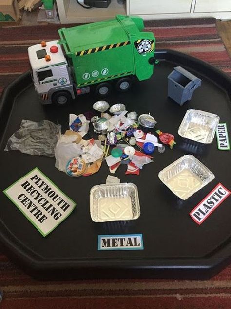 Recycling Activities For Kids, Tuff Tray Ideas Toddlers, Recycling Activities, Tuff Spot, People Who Help Us, Recycled Crafts Kids, Eyfs Activities, Nursery Activities, Earth Day Crafts