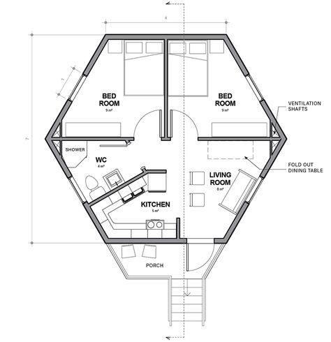 Architects for Society designs low-cost hexagonal shelters for refugees – per una nuova casa italiana Hexagonal House Design, Hexagon House Design, Hexagon Plan, Octagon Architecture, Hexagon House Plans, Humanitarian Architecture, Hexagonal House, Hexagonal Architecture, Hexagon House