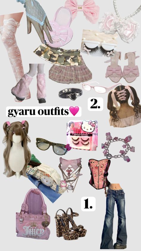 wich outfit is your fav?😍💋 #gyaru#hellokitty Basic Gyaru Outfit, Ganguro Gyaru Outfit, Ganguro Gyaru, Gyaru Outfits, Gyaru Outfit, Minimalist Wardrobe, Hello Kitty, Fashion Inspo, Fashion Outfits