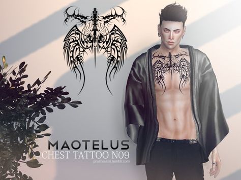 The Sims Resource: Maotelus Chest Tattoo N09 by Pralinesims • Sims 4 Downloads Sims 4 Male Clothes, Sims 4 Tattoos, Sims 4 Piercings, Male Chest, Sims 4 Cc Shoes, Sims 4 Cc Makeup, Sims 4 Cc Skin, Sims 4 Downloads, Sims 4 Update