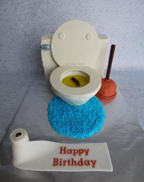 We always celebrate my brother’s and husband’s birthdays at the same time and I was trying to come up with a theme for them. My 8 year old said, you should make a poop cake! (Whenever they spend time together the toilet humor flows freely) I said,... Fake Poop Recipe, Gross Cakes, Toilet Cake, Cake For Father, Poop Cake, Potty Party, Fake Poop, Goofy Cake, Ugly Cake