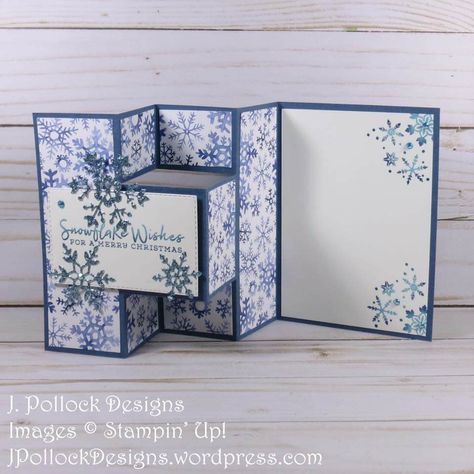 Tri Fold Shutter Card, Splendor Modified, Trifold Shutter Cards, Shutter Card, Fancy Fold Card Tutorials, Tri Fold Cards, Snowflake Cards, Shaped Cards, Fancy Fold Cards