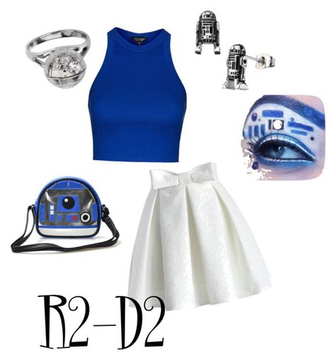 "R2-D2 DisneyBound" by kkmonkey16 ❤ liked on Polyvore featuring Topshop, Chicwish and R2 Disneybound Outfits Star Wars, Disneybound R2d2, Bb8 Disneybound, R2d2 Disneybound, D23 Cosplay, Disneybound Outfits Summer, Hollywood Studios Outfit, Disneybounding Ideas, Star Wars Disneybound