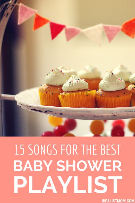 Planning a baby shower? Here's a playlist of baby shower songs worthy of listening to LONG after the non-alcoholic punch bowl has gone dry! Shower Playlist Songs, Baby Shower Food List, Baby Shower Playlist, Shower Songs, Baby Shower Songs, Shower Playlist, Shower Music, Playlist Songs, Baby Shower Checklist