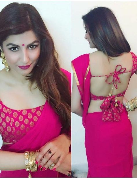 Backless Blouse Designs Pink Chiffon Saree, Plain Chiffon Saree, Sleeveless Blouse Designs, Party Jeans, Indian Blouse Designs, Sari Design, Best Blouse Designs, Backless Blouse Designs, Saree Blouse Neck Designs