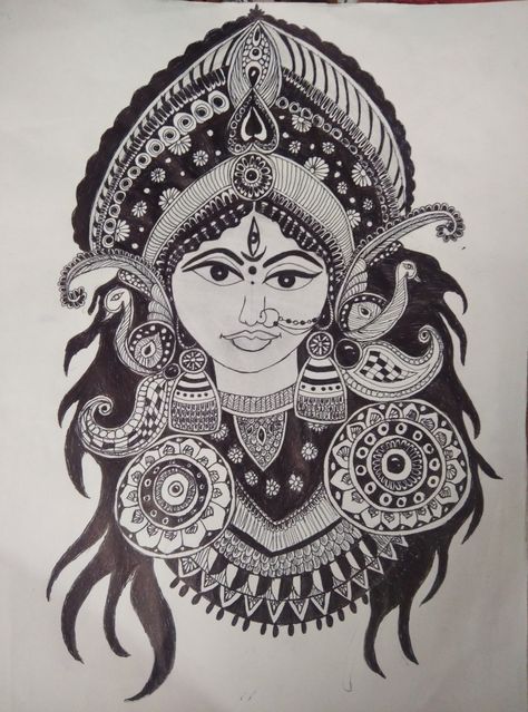 Mandala Art Design, Durga Mata, Mandala Design Art, Design Sketch, Mandala Art, Female Sketch, Sketch, Art Design, Drawings