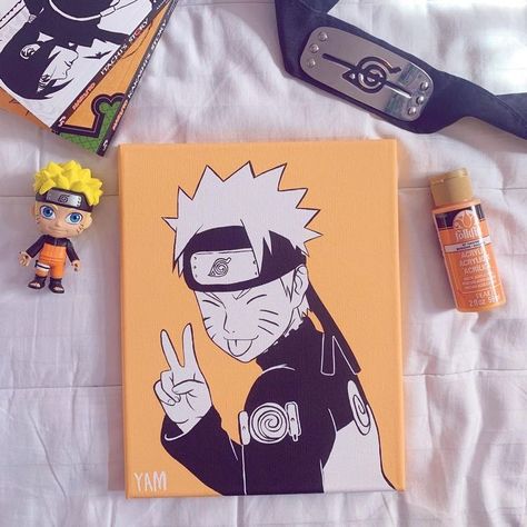 Mini Anime Painting, Naruto Easy Painting, Naruto Canvas Painting Easy, Naruto Painting Ideas, Naruto Painting Ideas On Canvas, Dbz Painting, Naruto Canvas Painting, Anime Paintings Canvases, Naruto Canvas