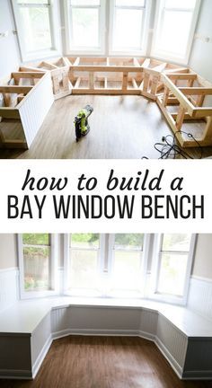 This gorgeous built-in bay window seating is a project you can totally do yourself - it's perfect for dining room seating or a bay window in a living room! Here are all the details on how to build DIY banquette seating for your bay window. #diyproject #diy #baywindow #windowseat #windowseating #bench #diybench #baywindowseating #diningroom #livingroom #home #homedecor Bay Window In Dining Room, Diy Bay Window Bench, Window Seating Kitchen, Diy Bay Window, Diy Banquette Seating, Bay Window Seating Kitchen, Bay Window Bench, Bay Window Seating, Diy Banquette