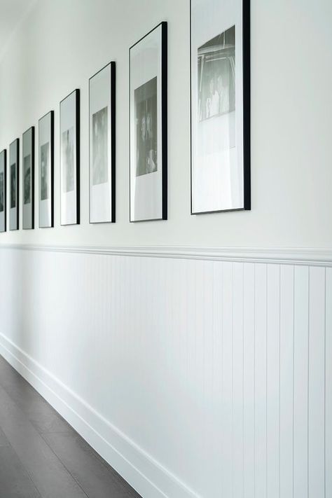 Hamptons Style Hallway, Hamptons Foyer Entryway, Hamptons Panelling, Hamptons Photo Wall, Hamptons Feature Wall, Hampton Wall Panelling, Wainscoting Lounge Room, Vj Panel Hallway, Hamptons Wall Panelling