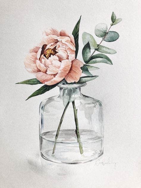 Dana Rose, Minimal Tattoo Designs, Watercolor Peony, Modern Eclectic, Watercolor Peonies, Watercolour Inspiration, Diy Watercolor Painting, Minimalist Tattoos, Watercolor Plants