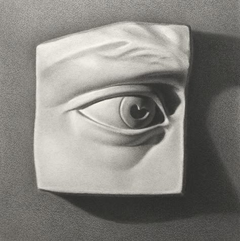 Eye, cast drawing by Natalia Ivan Clarke Charcoal ~ 11" x 11". Cast Drawing Reference, Eye Sculpture, Cast Drawing, Anatomy Sculpture, Sculptures Céramiques, Pencil Painting, Conceptual Illustration, Still Life Drawing, Sculpture Painting