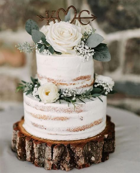 Rustic naked cake perfection 💫 📸 @foxandharephoto Venue / @skytoplodge⁠ @kimosabi6 @c_clry02⁠ #brides #nakedcake #engaged #weddingcake… | Instagram Tårta Design, Cake Rustic, Dream Wedding Cake, Wedding Cake Rustic, Rustic Wedding Cake, Simple Wedding Cake, Wedding Dessert, Wedding Cake Inspiration