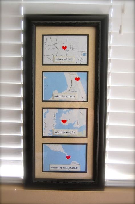 First Wedding Anniversary Gift, Homemade Anniversary Gifts, Easy Handmade Gifts, Bartender Gifts, Framed Map, Cheer Gifts, First Wedding Anniversary, Birthday Gifts For Teens, Mason Jar Gifts