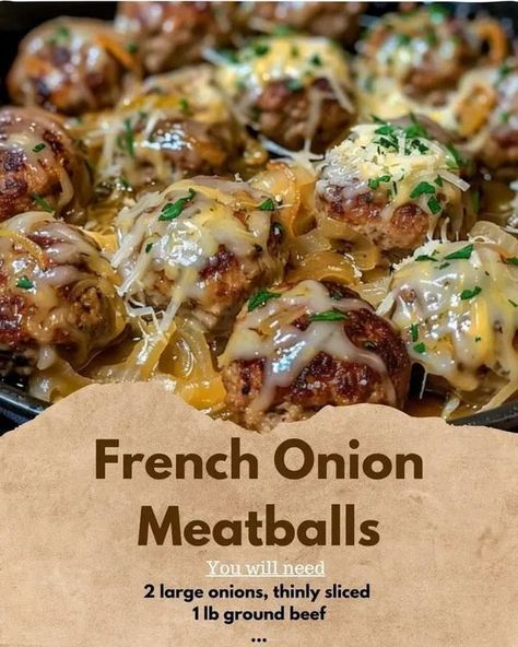 French Onion Meatballs, Onion Meatballs, Savory Meatballs, Meatball Recipes Easy, Onion Sauce, Onion Gravy, Meatballs Easy, Meatball Ingredients, Tasty Bites